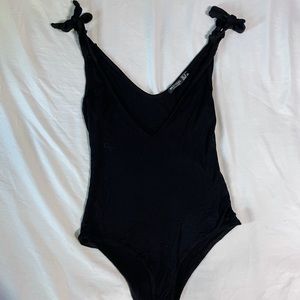 Nasty Gal Black Tie Bodysuit